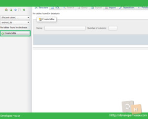 Create Table in PHPMyAdmin