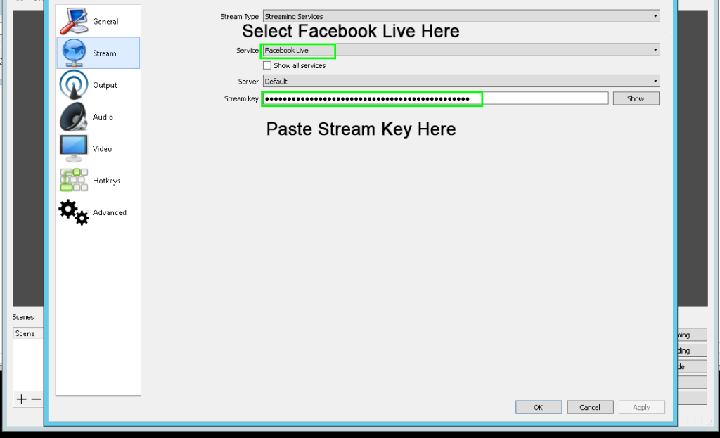Select Facebook Live OBS